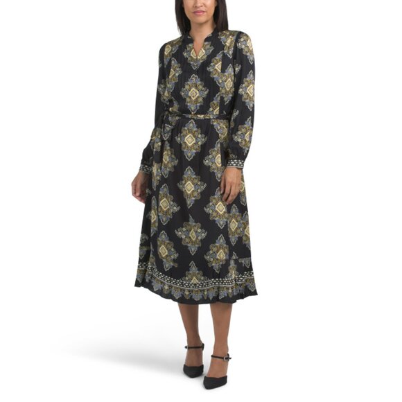 ELIE TAHARI Print Silk Blend The Mila Marseille Printed Dress